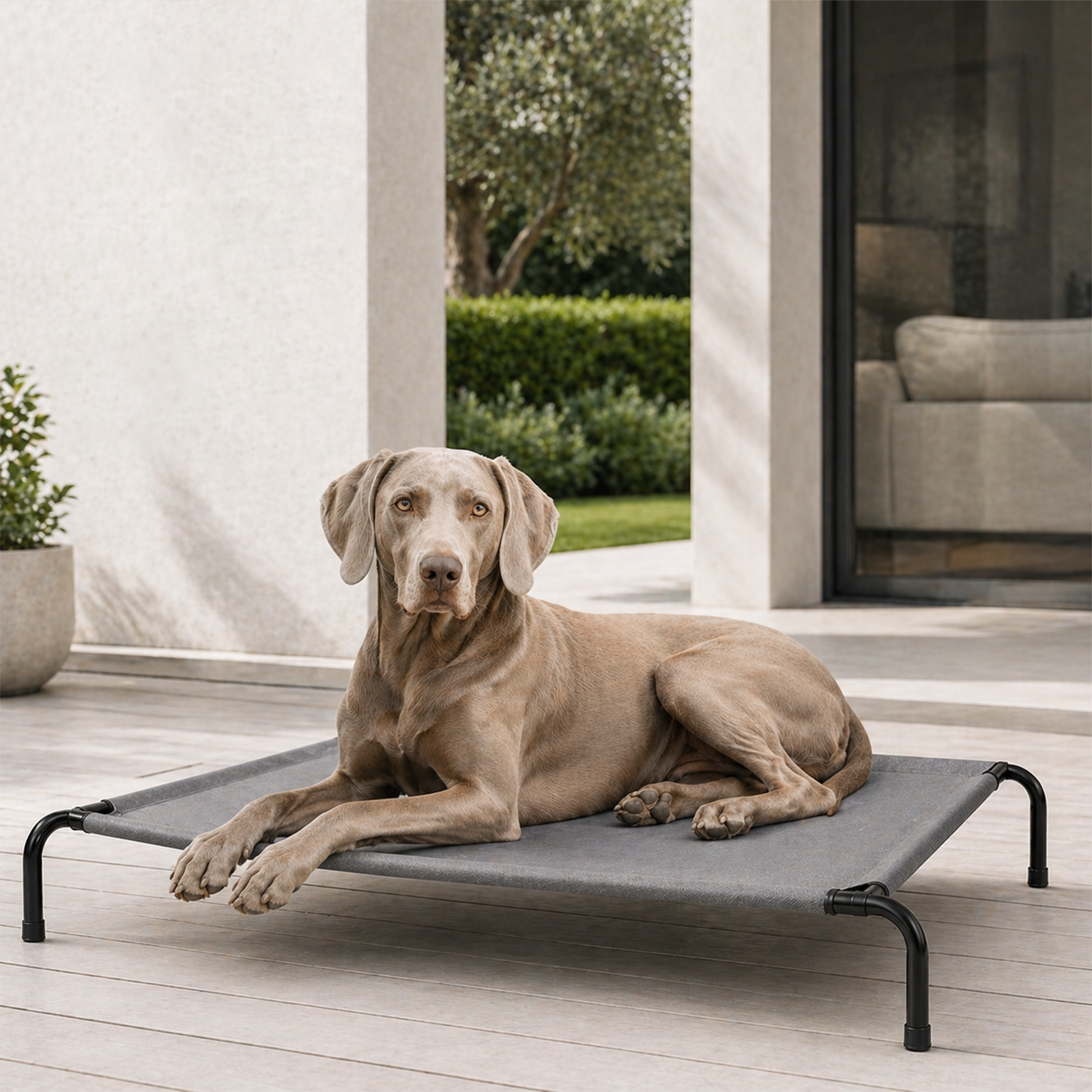 Elevated Dog Bed – Raised Cooling Pet Cot with Breathable Mesh & Steel Frame, 50"×31"×8" | Up to 80 lbs | Light Gray