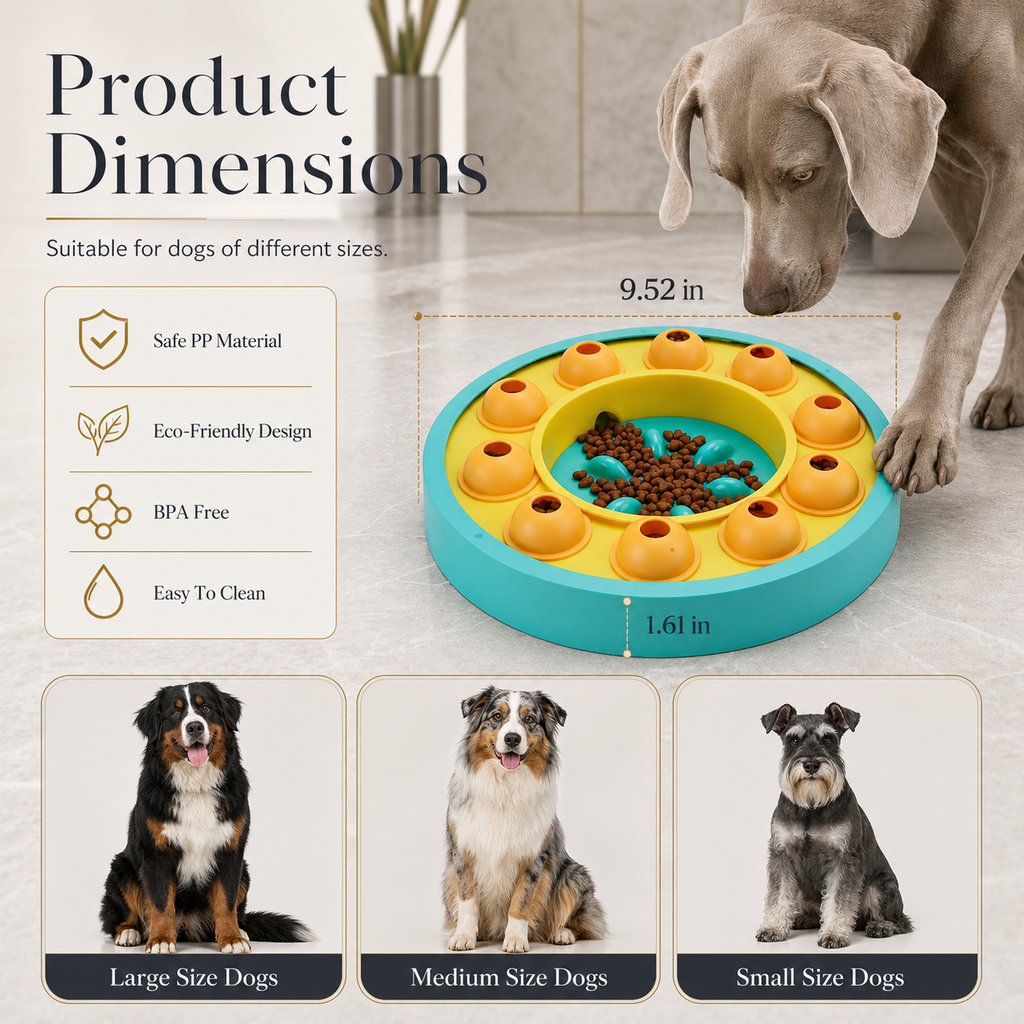 Dog Puzzle Feeder & Slow Feeding Bowl – 8-Granary Treat Dispenser for IQ Training | Small, Medium & Large Dogs