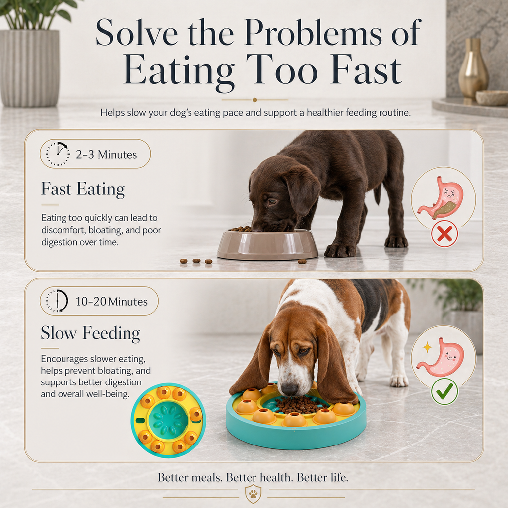 Dog Puzzle Feeder & Slow Feeding Bowl – 8-Granary Treat Dispenser for IQ Training | Small, Medium & Large Dogs