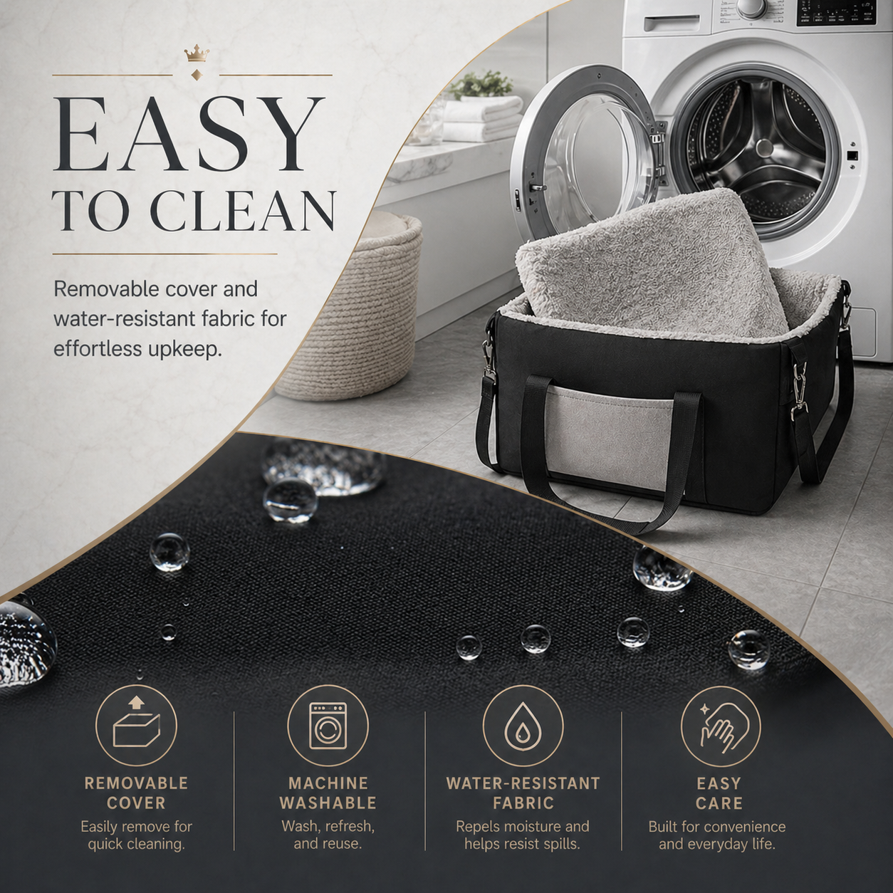 Small Dog Car Booster Seat – Washable Travel Bed with Clip-On Leash & Adjustable Straps | Up to 25 lbs