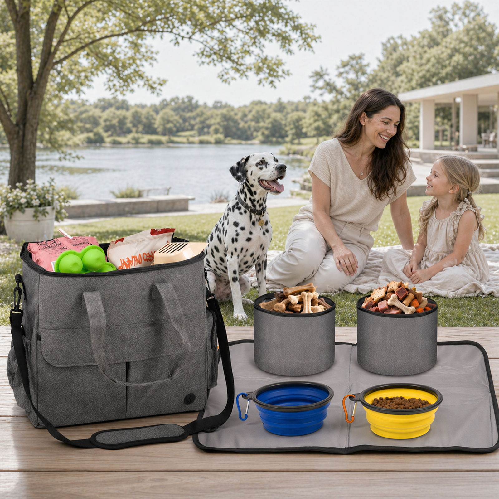 Large Dog Travel Bag – Organized, Durable, 2 Colors | Carry Food, Bowls & Gear in One