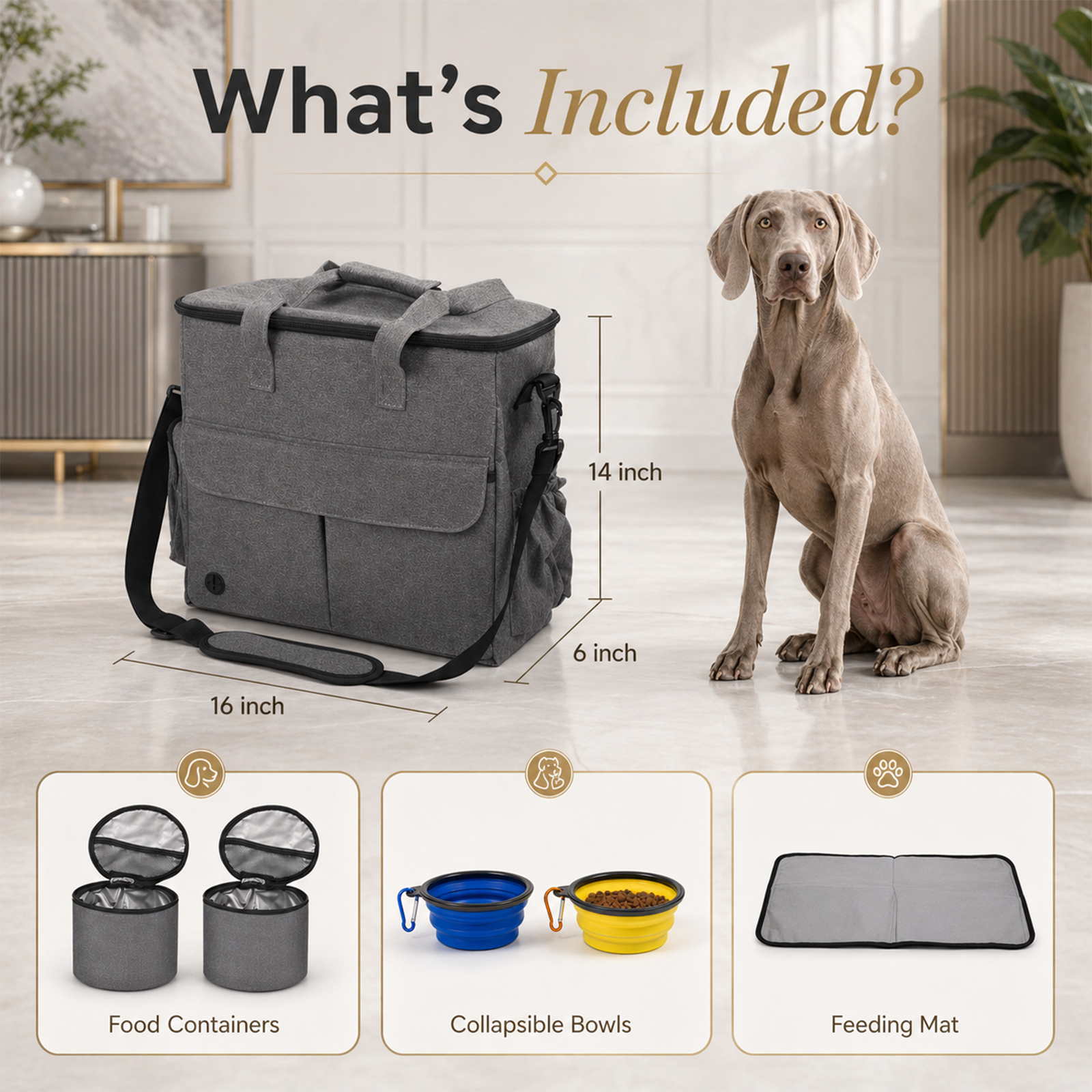Large Dog Travel Bag – Organized, Durable, 2 Colors | Carry Food, Bowls & Gear in One