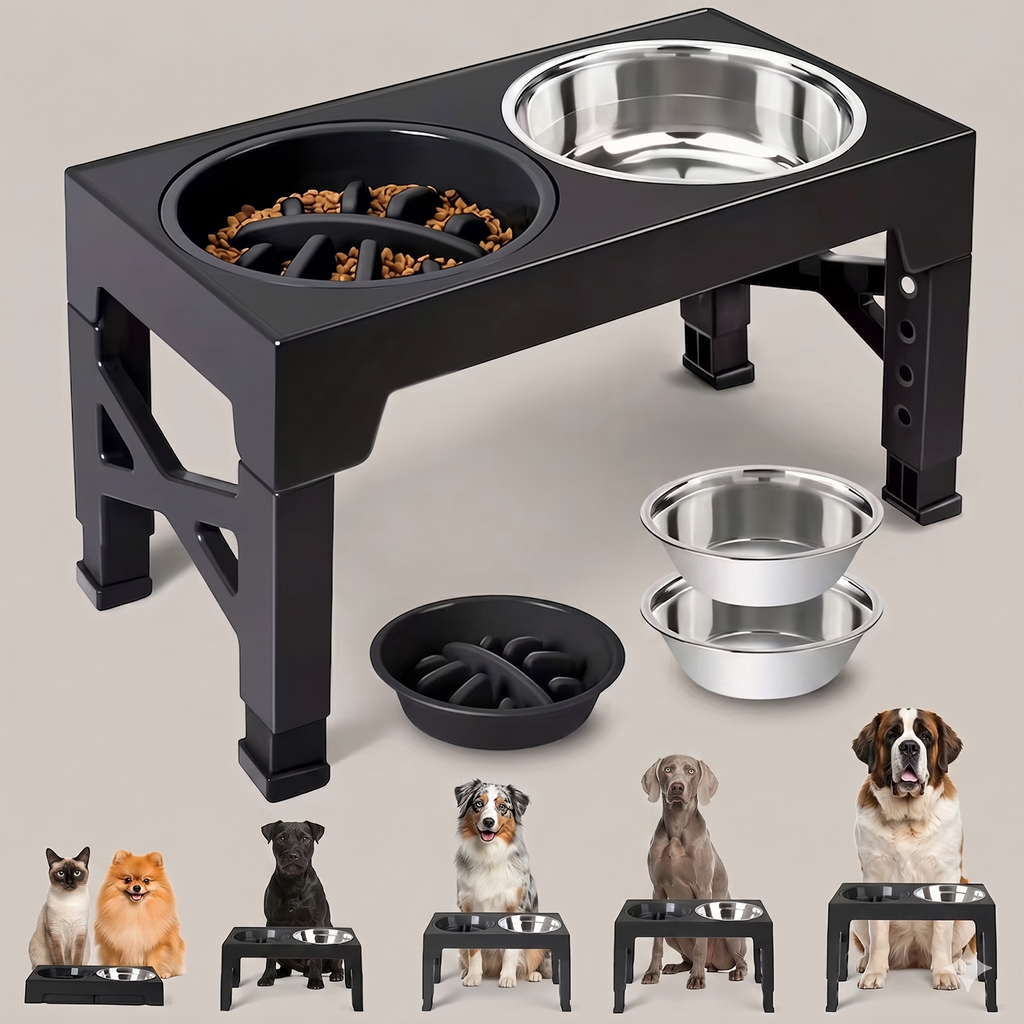 Elevated Dog Bowl with Non-Slip Base – Stainless Steel Insert, Gray | For Large Breeds