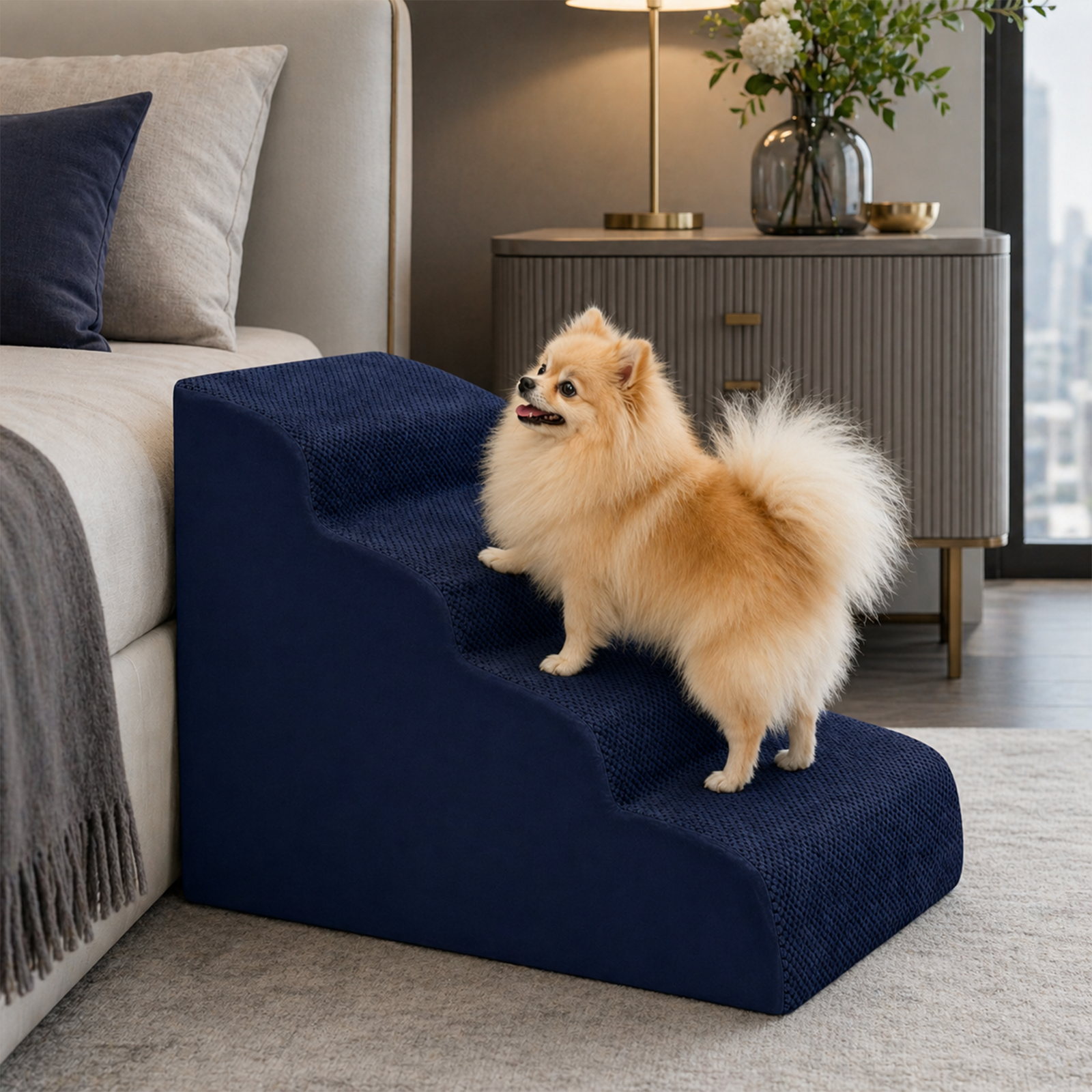 Foldable Dog Pet Ramp Steps – 2, 3 or 4 Step, 6 Colors | Non-Slip, Lightweight | For Large Dogs
