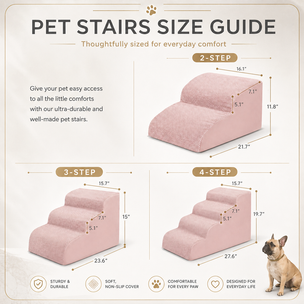 Foldable Dog Pet Ramp Steps – 2, 3 or 4 Step, 6 Colors | Non-Slip, Lightweight | For Large Dogs