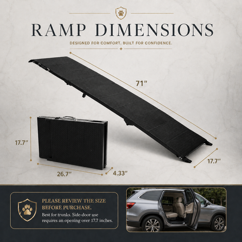71" Folding Dog Ramp for Car, SUV & Truck – Non-Slip Textured Surface, Portable | Supports up to 350 lbs