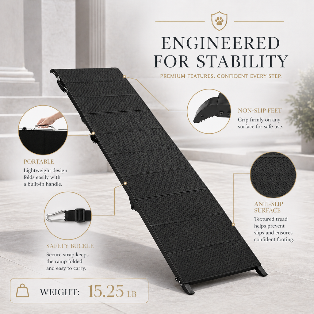 71" Folding Dog Ramp for Car, SUV & Truck – Non-Slip Textured Surface, Portable | Supports up to 350 lbs