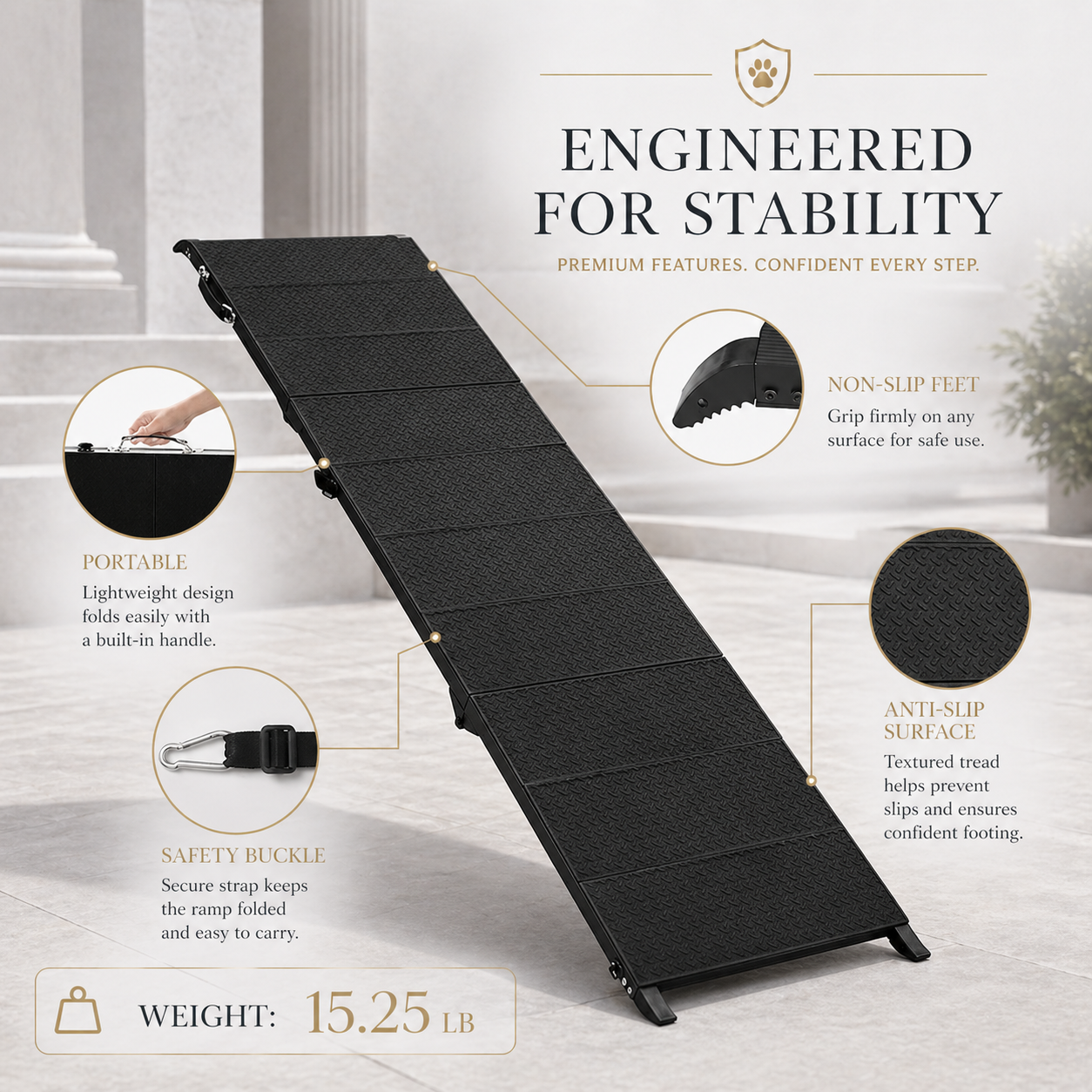 71" Folding Dog Ramp for Car, SUV & Truck – Non-Slip Textured Surface, Portable | Supports up to 350 lbs