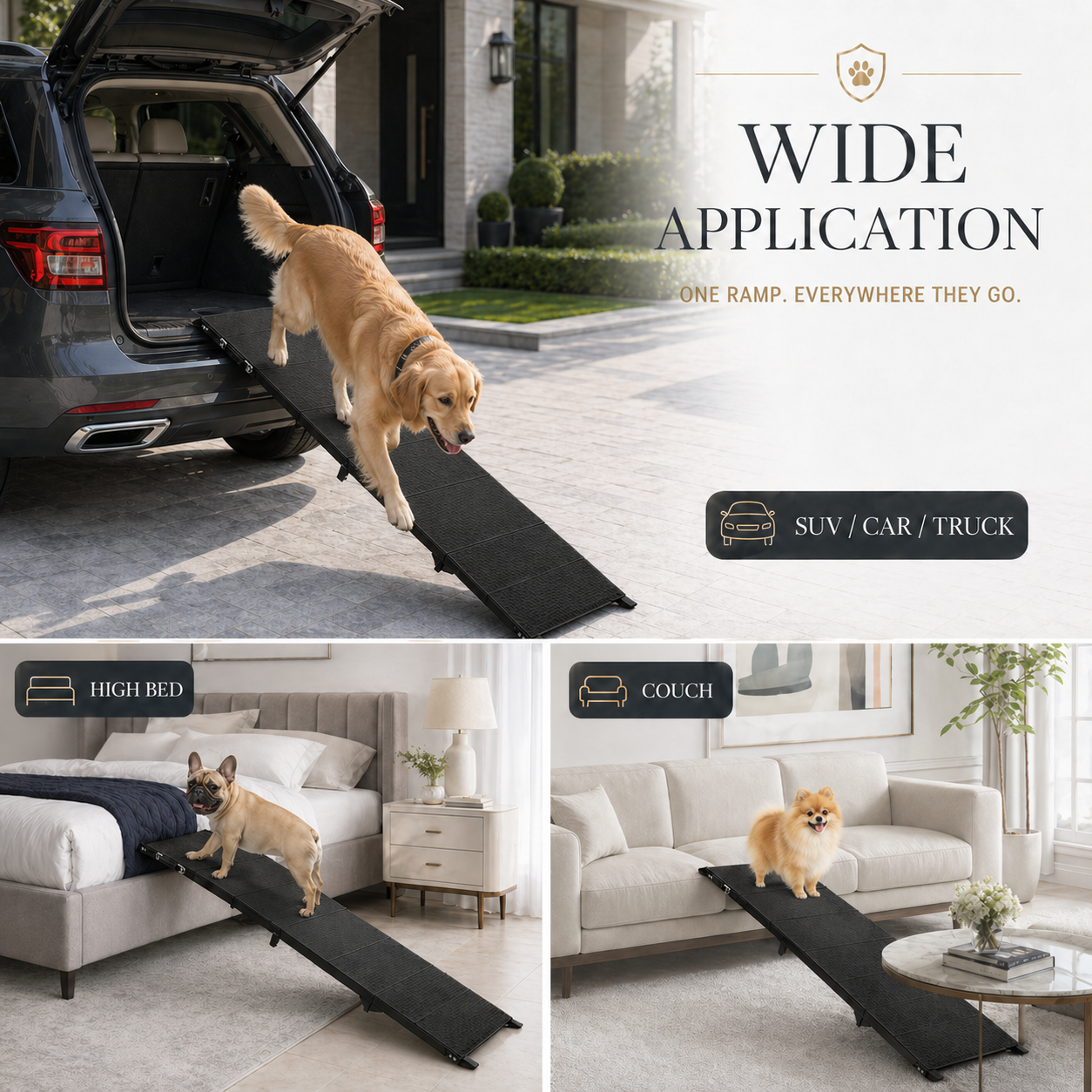 71" Folding Dog Ramp for Car, SUV & Truck – Non-Slip Textured Surface, Portable | Supports up to 350 lbs