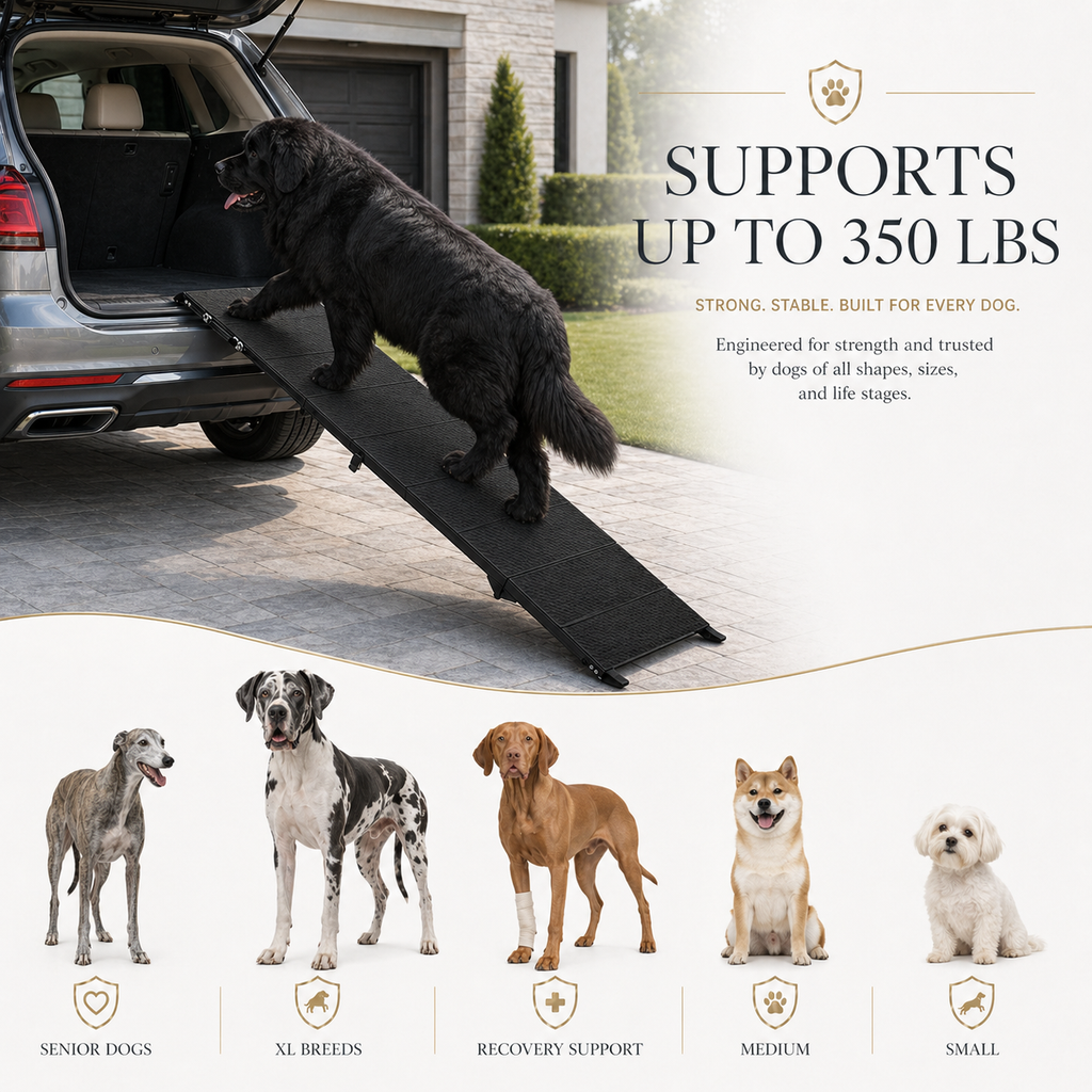 71" Folding Dog Ramp for Car, SUV & Truck – Non-Slip Textured Surface, Portable | Supports up to 350 lbs