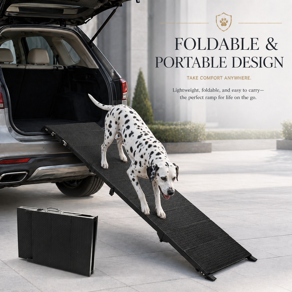 71" Folding Dog Ramp for Car, SUV & Truck – Non-Slip Textured Surface, Portable | Supports up to 350 lbs