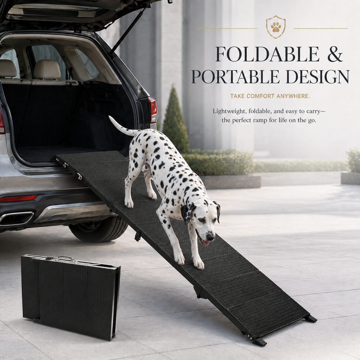 71" Folding Dog Ramp for Car, SUV & Truck – Non-Slip Textured Surface, Portable | Supports up to 350 lbs