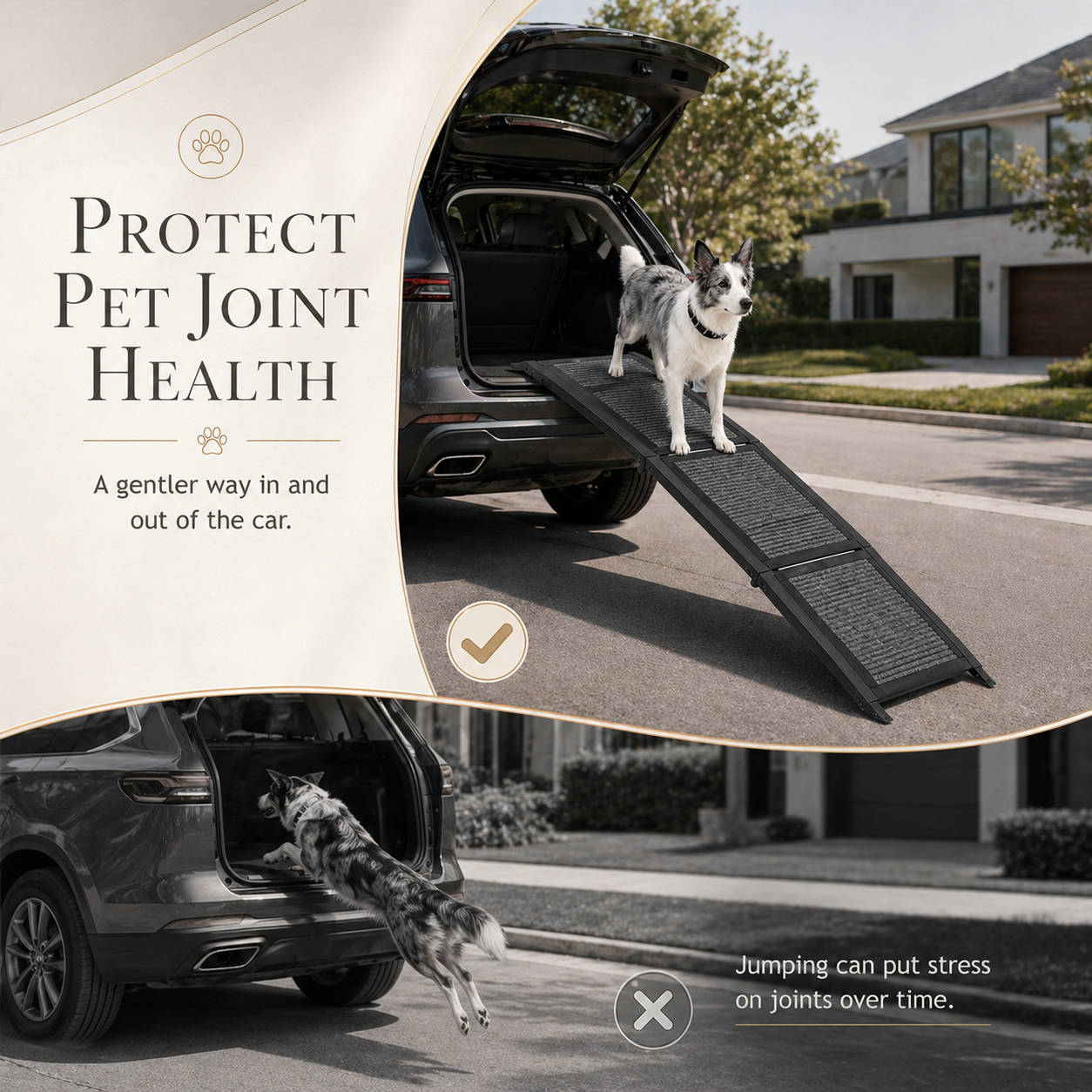 Collapsible Dog Ramp for Cars, SUVs & Trucks – Non-Slip Carpeted Surface, Portable | Supports up to 200 lbs